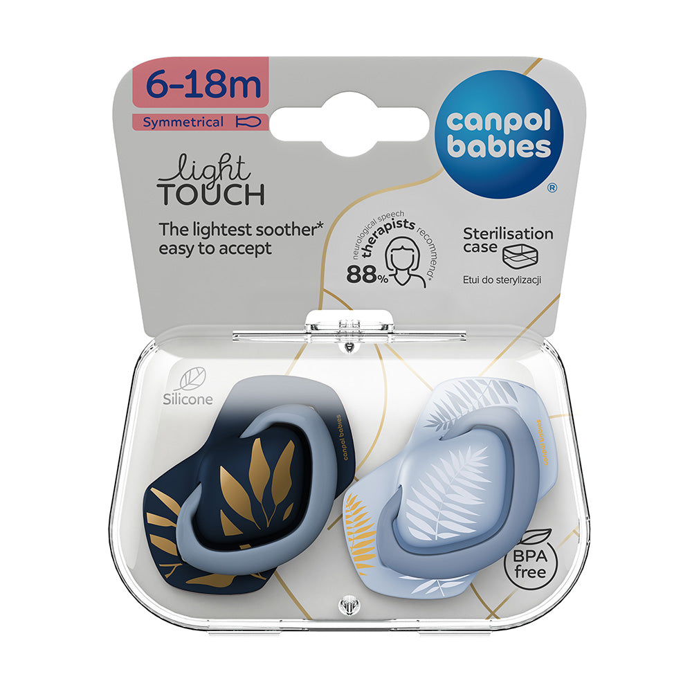 Canpol Babies Suzeta simetrica din silicon 6-18m Gold 2 Pcs 22/665_Blu