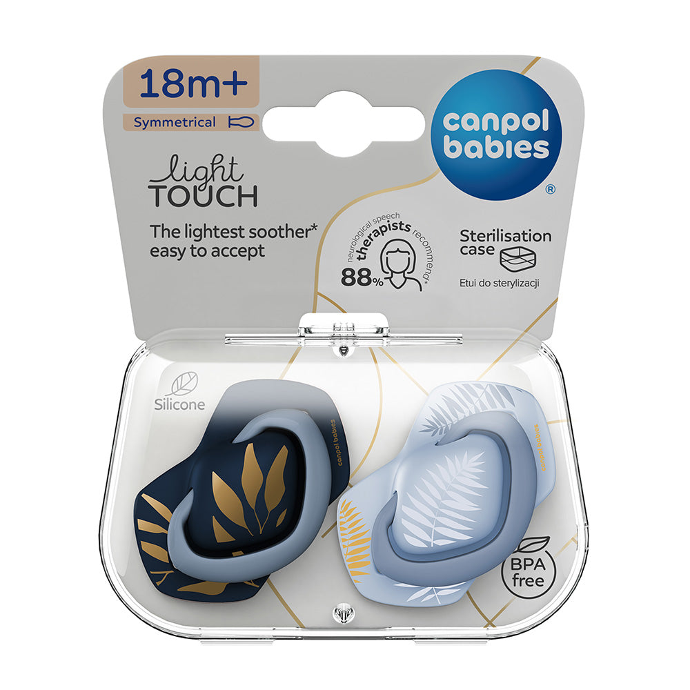 Canpol Babies Suzeta simetrica din silicon +18m Gold 2 Pcs 22/666_Blu