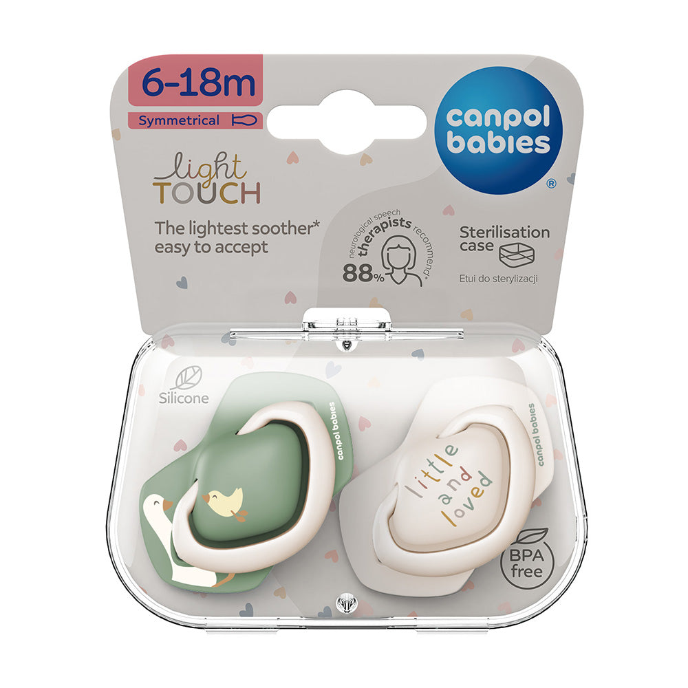 Canpol Babies Suzeta simetrica din silicon 6-18m Goose 2 Pcs 22/668