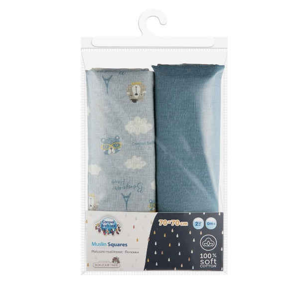 Canpol babies Muselina pentru infasare nou-nascuti 70x70 cm BONJOUR PARIS, 2 buc 26/901_blu