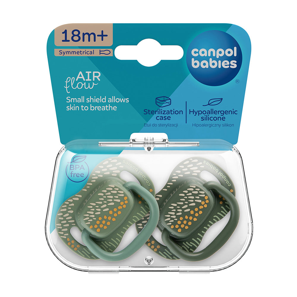 Canpol Babies Suzeta simetrica din silicon +18m Mountains 2 Pcs 34/932_Gre