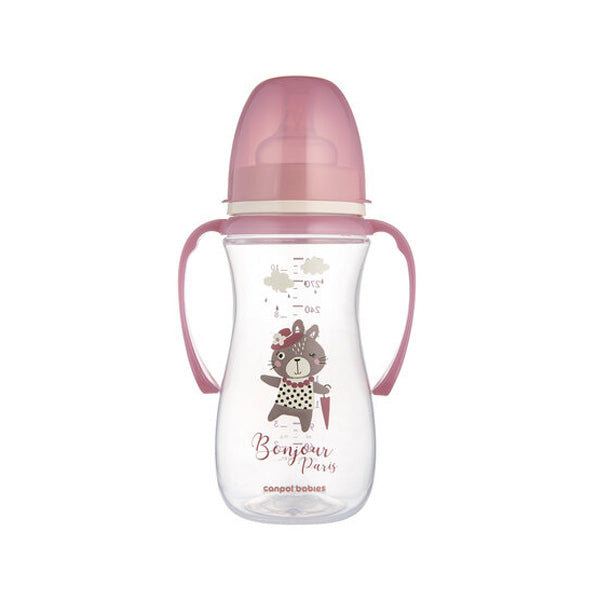 Canpol Babies Biberon Anticolici Cu Gat Larg 300 ml cu manere Bonjour Paris_Roz - 35/241_Pin