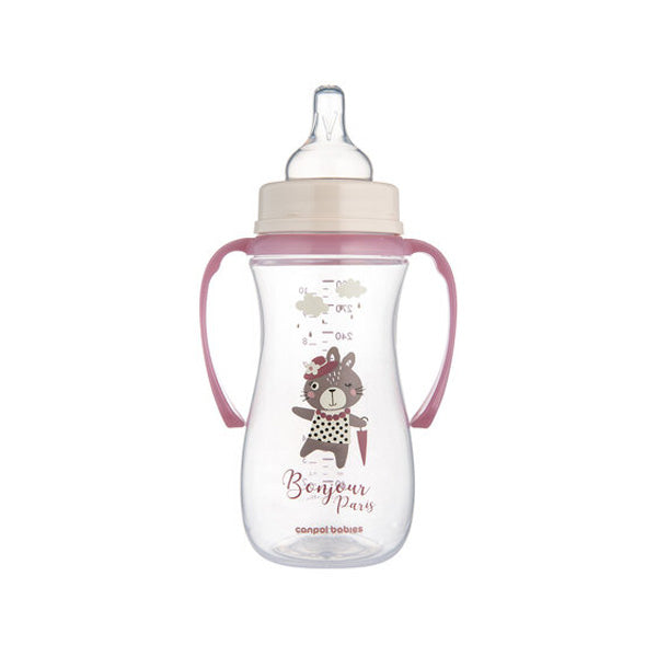 Canpol Babies Biberon Anticolici Cu Gat Larg 300 ml cu manere Bonjour Paris_Roz - 35/241_Pin