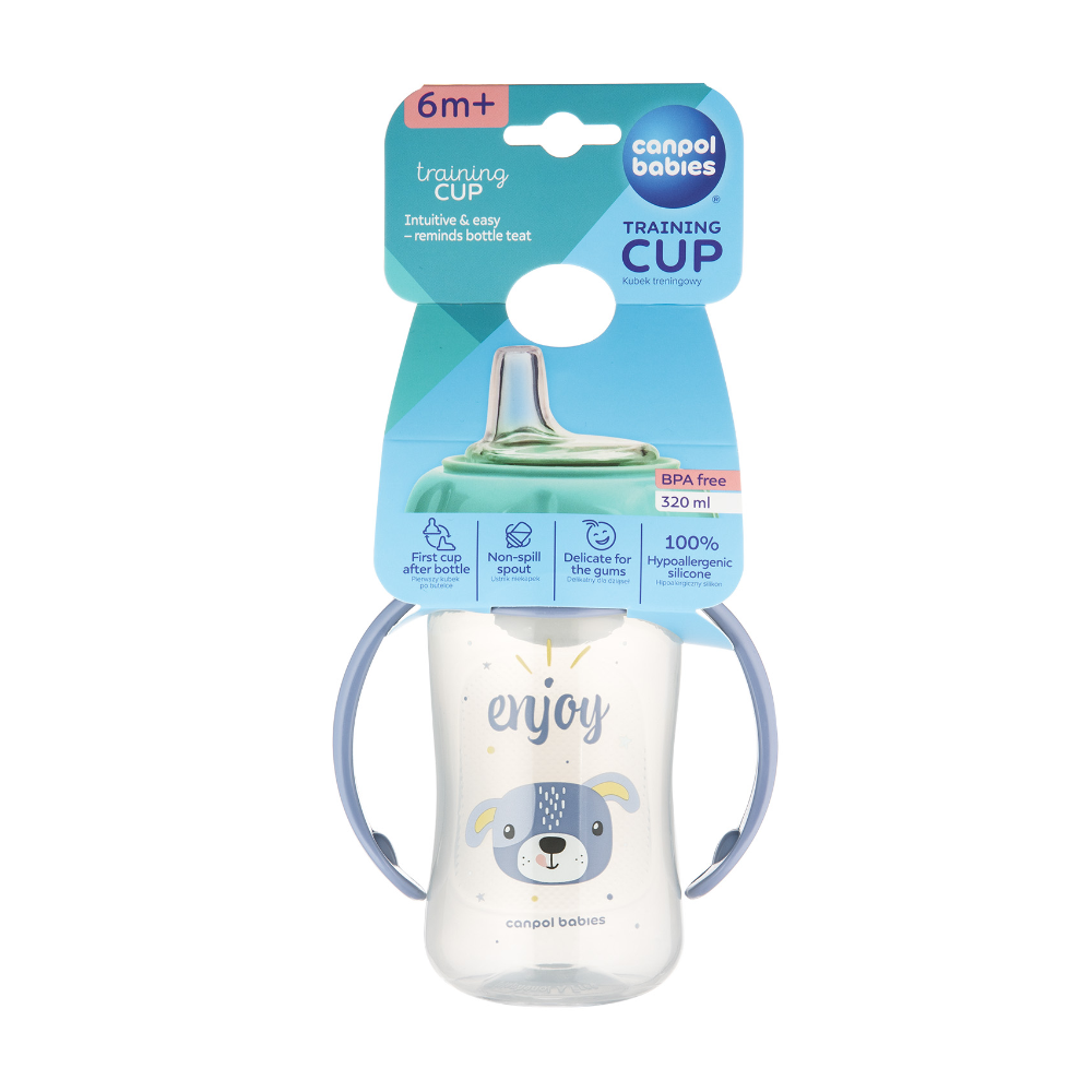 Canpol Babies Cana Antrenament Silicon 320 ml Cute Animals-Dog 56/512_Blu