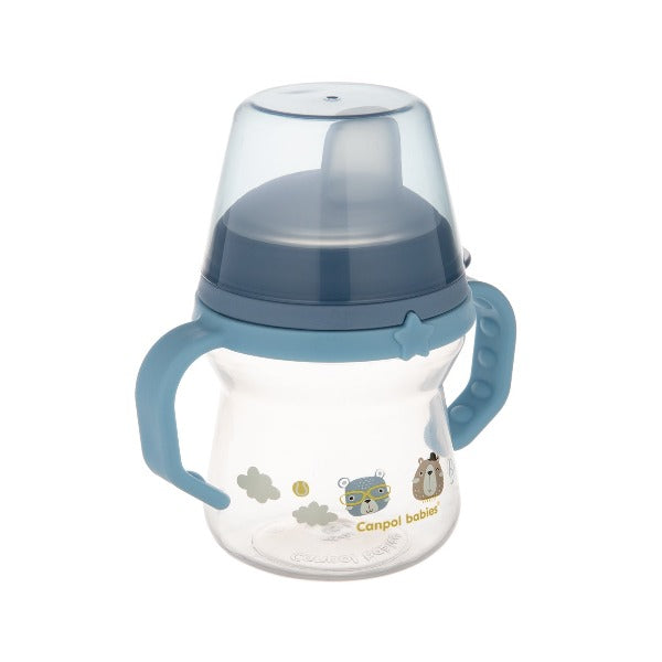 Canpol babies Prima cana a bebelusului cu duza din silicon BONJOUR PARIS Blue 150 ml 56/612_blu