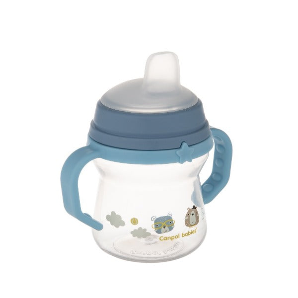 Canpol babies Prima cana a bebelusului cu duza din silicon BONJOUR PARIS Blue 150 ml 56/612_blu