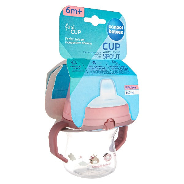 Canpol babies Prima cana a bebelusului cu duza din silicon BONJOUR PARIS Blue 150 ml 56/612_pin