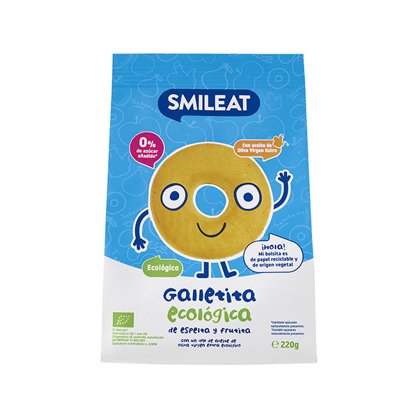 Smileat Biscuiti cerculete din grau spelta si mar, +10 luni, 220g Eco