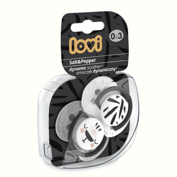 Lovi Suzeta Silicon Dynamic 0-3 M 2 Pcs Salt&Pepper - 22/877