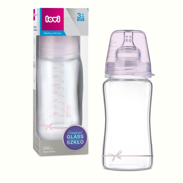 Lovi Biberon Sticla Diamond Glass 250 ml Baby Shower Fata - 74/204Girl