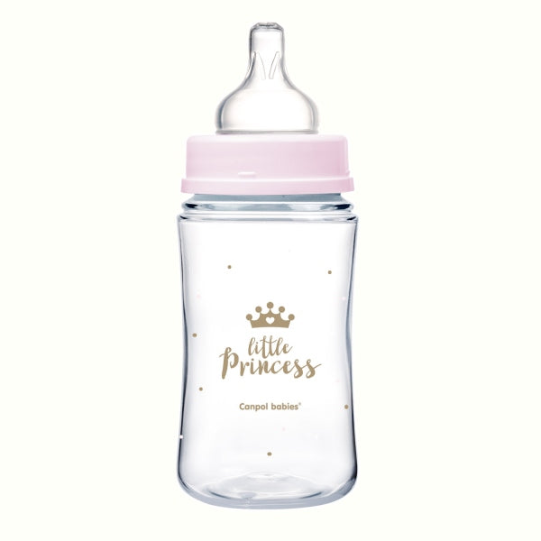 Biberon Canpol babies Royal Baby 240 ml roz, vedere laterală