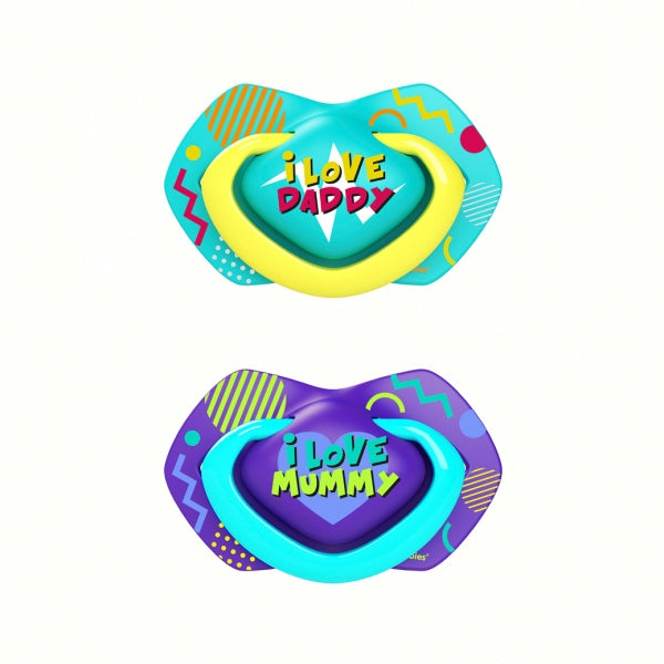 Canpol Babies Suzeta Simetrica Din Silicon 0-6 M Neon Love 2 Pcs 22/652_Blu