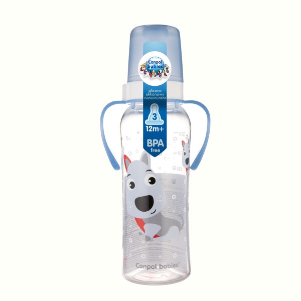 Canpol Babies Biberon Cu Gat Ingust Cu Manere 250ml Pp Cute Animals 11/845