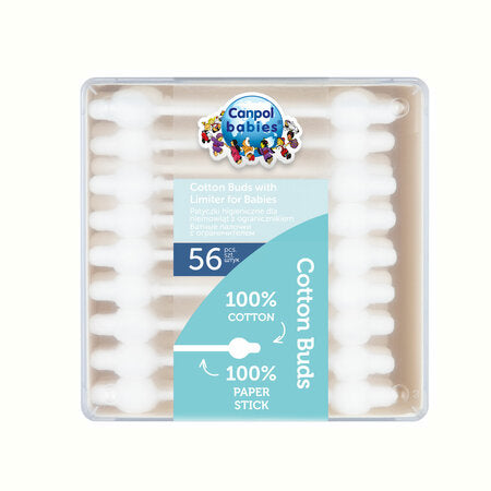 Canpol Babies Betisoare de Urechi Din Bumbac Cu Limitator Pentru Bebelusi 56 Pcs,3/115
