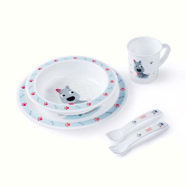 Canpol Babies Set Plastic Pentru Masa, Cute Animals-Dog 4/401_Blu