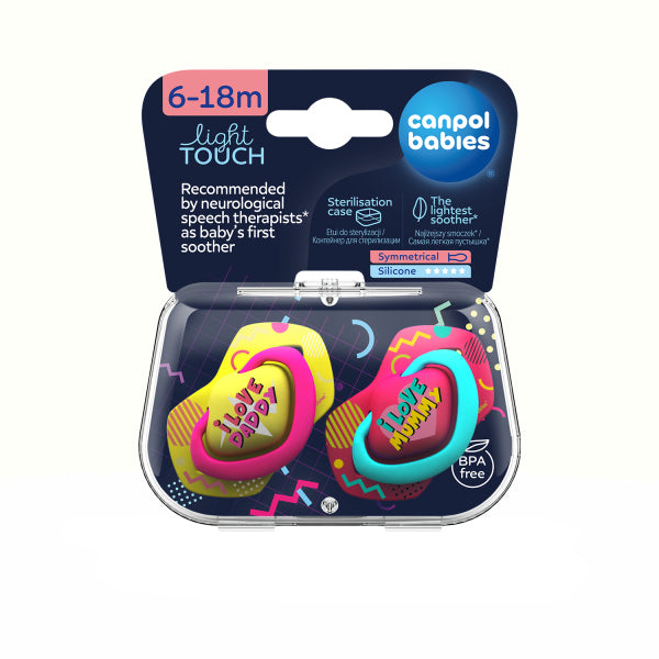 Canpol Babies Suzeta Simetrica Din Silicon 6-18 M Neon Love 2 Pcs 22/653_Pin